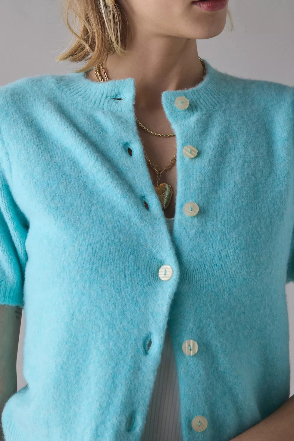 Kimchi Blue Kate Puff Short Sleeve Cardigan | Urban Outfitters (US and RoW)