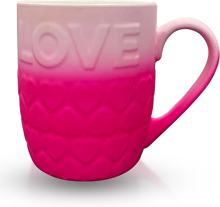 DesirableSip Soft Touch Love 18 Oz Ceramic Coffee Cup - Love Tea Cup with Hearts for Home, Office... | Amazon (US)