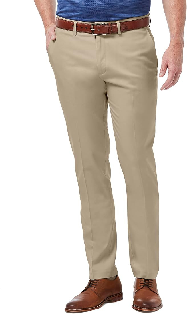 Haggar Men's Premium No Iron Khaki Straight Fit & Slim Fit Flat Front Casual Pant | Amazon (US)