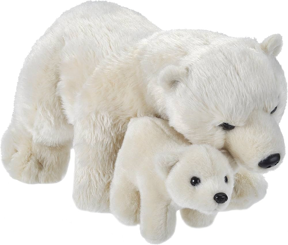 Wild Republic Mom & Baby Polar Bear Plush, Stuffed Animal, Plush Toy, Gifts for Kids, 14" | Amazon (US)