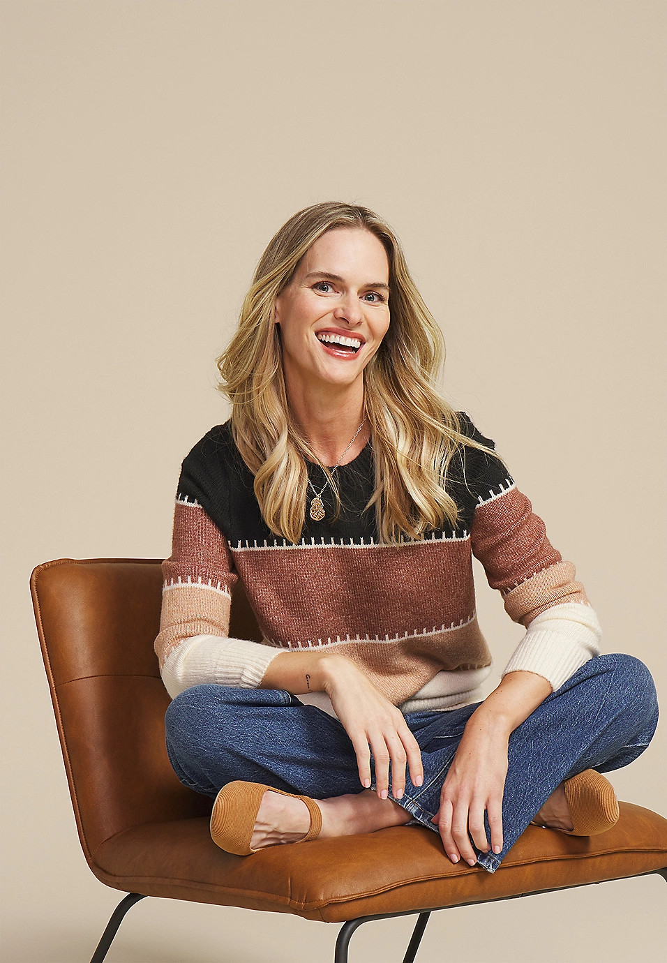 Whipstitch Colorblock Knit Crewneck Sweater | Maurices