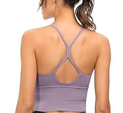 SIGNEALA V Neck Longline Sports Bras for Women Spaghetti Straps Padded Yoga Bra Crisscross Strapp... | Amazon (US)