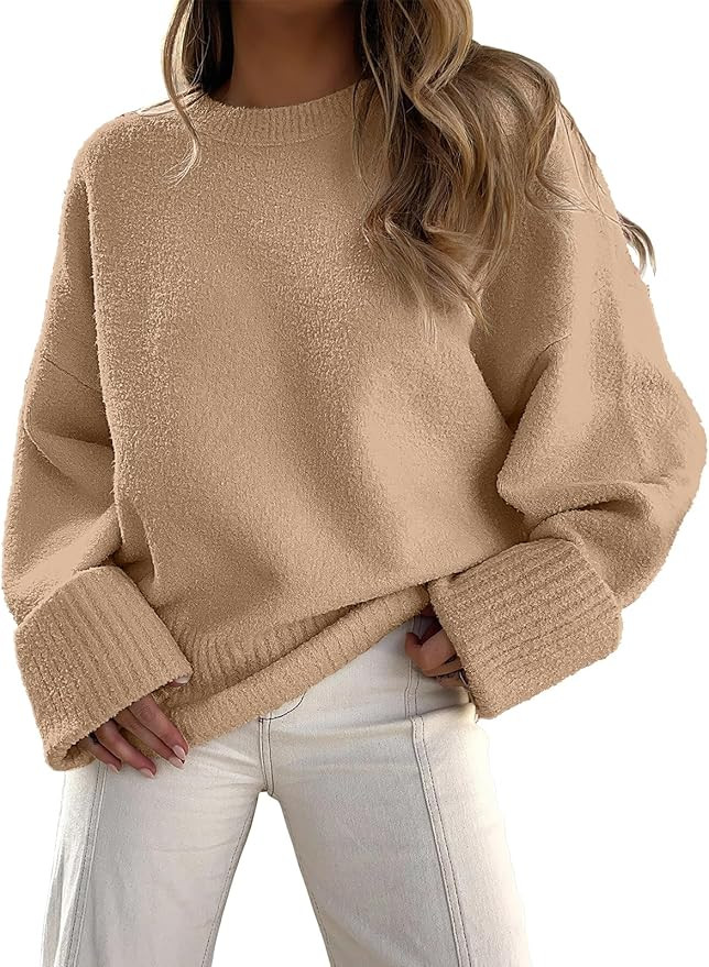 ANRABESS Women's Oversized Sweaters 2025 Long Sleeve Fuzzy Knit Casual Chunky Pullover Sweater Fa... | Amazon (US)