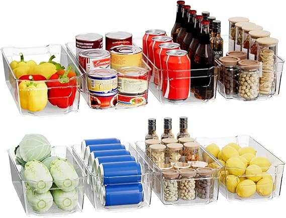 Clear Fridge Organizer, Refrigerator Organizer Bins with Handle, Freezer, Kitchen Cabinet, Pantry... | Amazon (US)