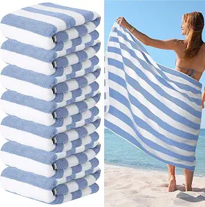 EBOOT 7 Pieces 100% Cotton Pool Beach Towels 30 x 70 Inch Cabana Oversized Basics Turkish Pool Ba... | Amazon (US)