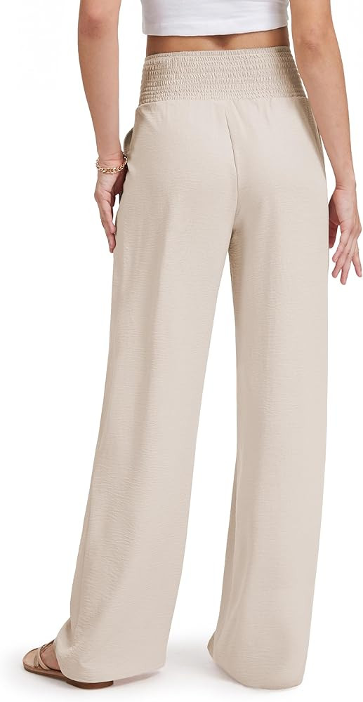 Tall Women's 32"/34"/36" Inseam Palazzo Pants High Waisted Casual Wide Leg Summer Beach Lounge Tr... | Amazon (US)