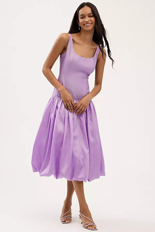 Hutch Natalia Scoop-Neck Drop-Waist Bubble-Hem Midi Dress | Anthropologie (US)