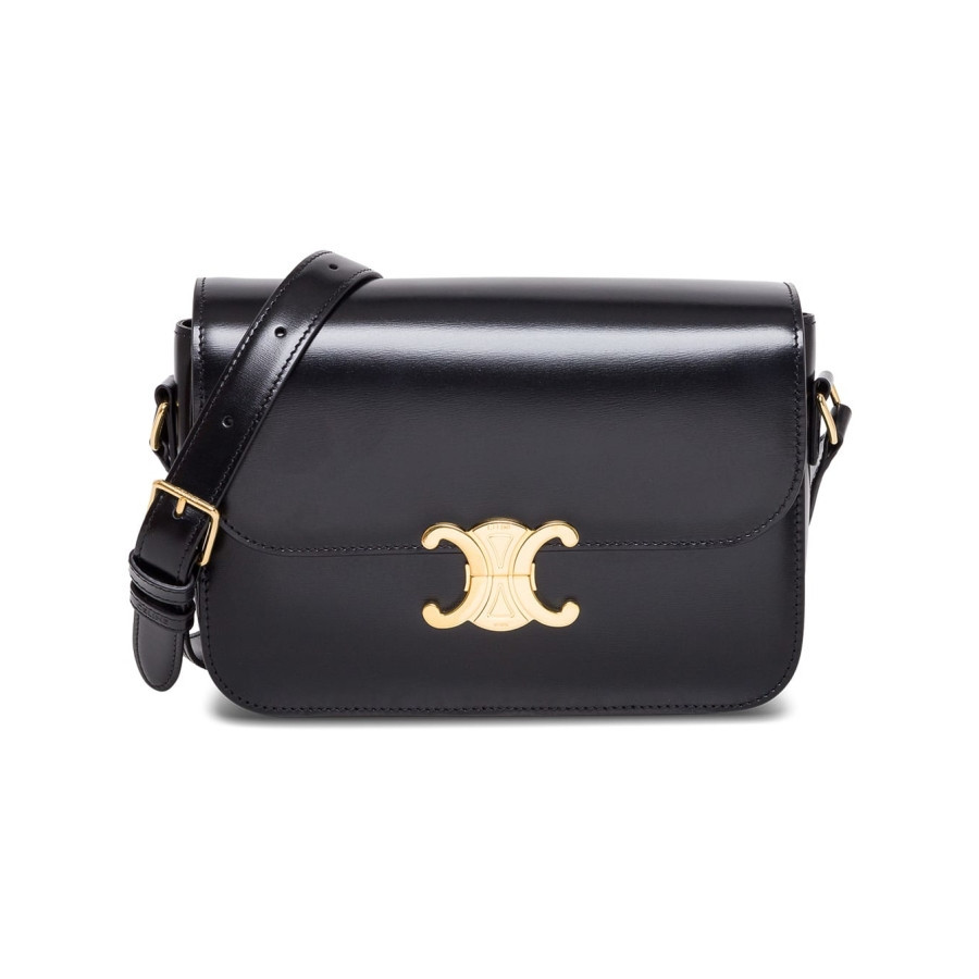 Celine Triomphe Shiny Black Leather Crossbody Bag | Jomashop.com & JomaDeals.com