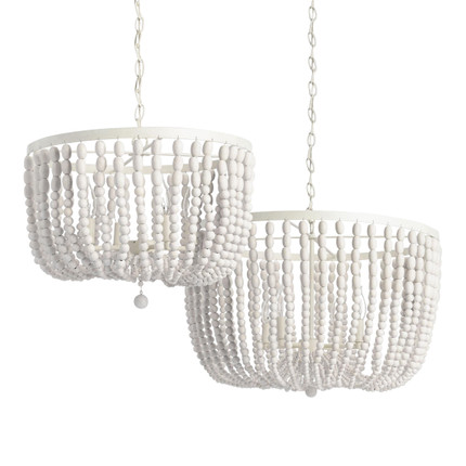 Whitewashed Wood Bead Chandelier