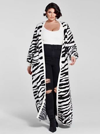 Dayana Zebra Print Long Cardigan - Fashion To Figure | Fashion to Figure
