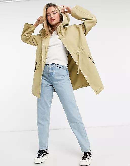 ASOS DESIGN lightweight parka in stone | ASOS (Global)