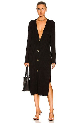 Loulou Studio Sutil Long Cardigan Dress in Black | FWRD 