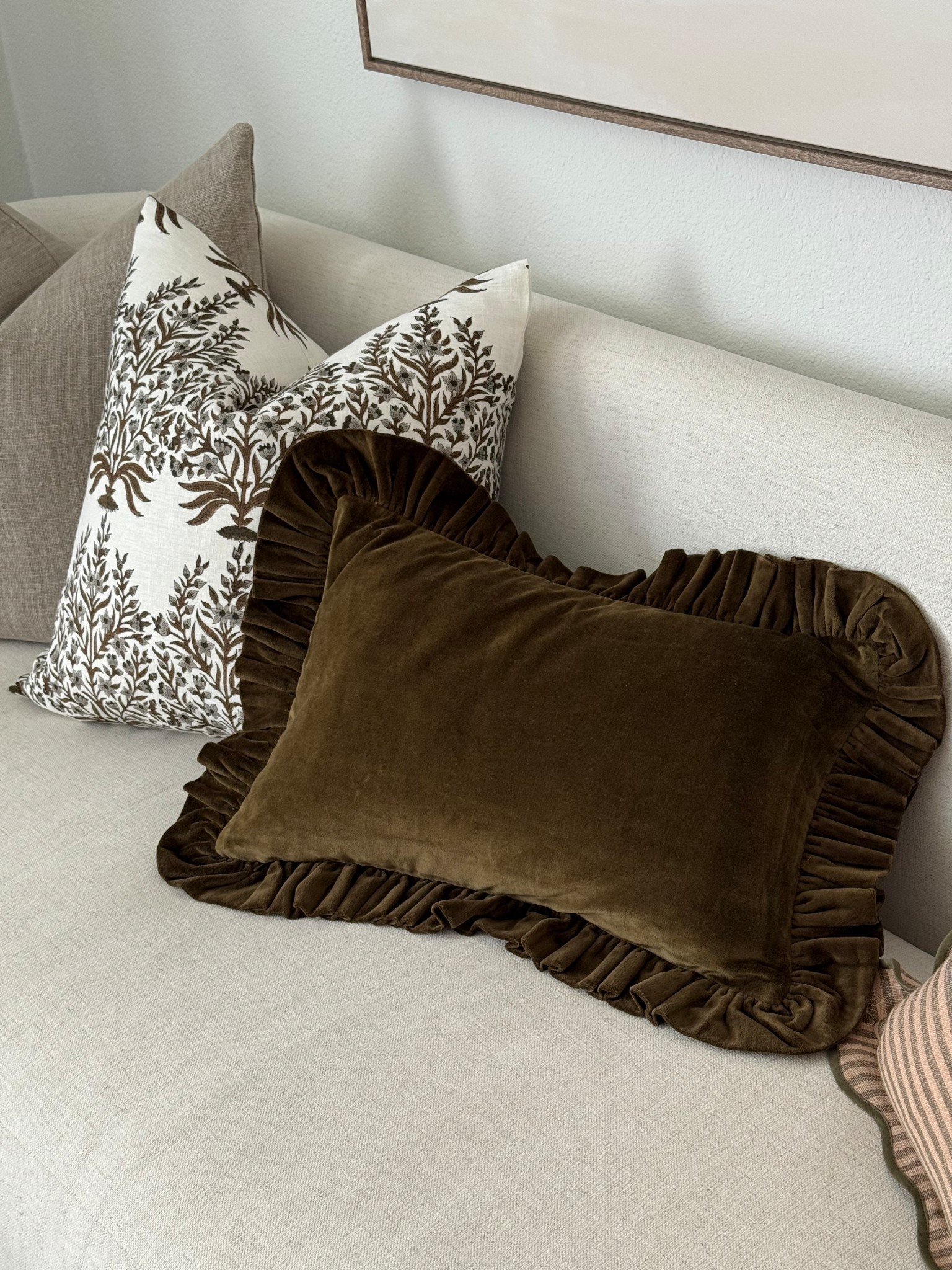This will be this fall’s IT pillow in gorgeous velvet olive ruffles!!  It’s so good and the best part is this pillow comes in a lumbar and a 20x20 to fit your needs, but also it comes with its own insert so no need to purchase that separately🤎

Sofa pillows, throw pillows, Lulu and Georgia, McGee and co, Etsy, living room decor 

#LTKSeasonal #LTKHome #LTKStyleTip