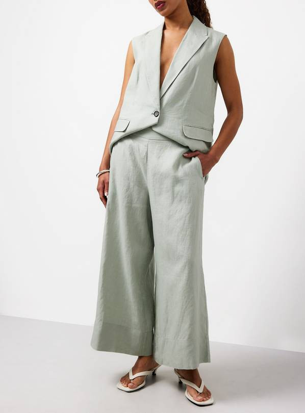 Buy Green Pure Linen Co-ord Wide Leg Trousers 12S | Co-ords | Tu | Tu Clothing