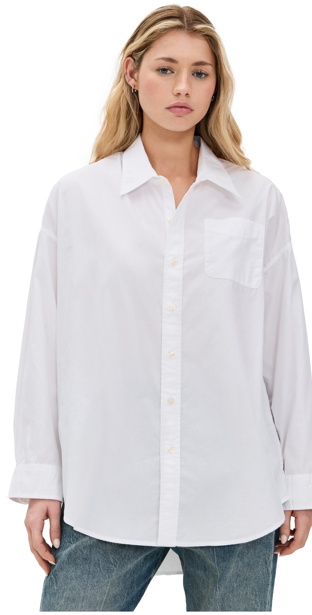 R13 Drop Neck Oxford Shirt White XXS | Shopbop