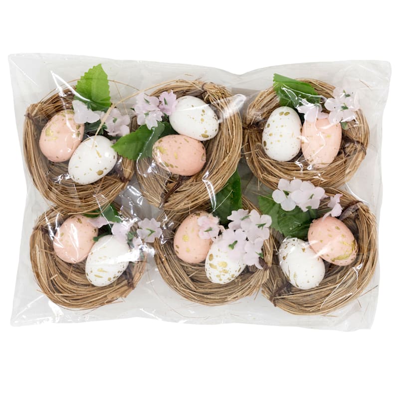 6-Count Pink & White Egg Nests Table Decor | At Home