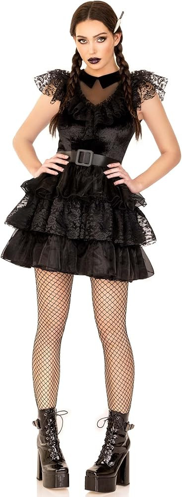 Leg Avenue Women’s 3 PC Raving Rebel Goth Halloween Costume with Belt, Hair Clip | Amazon (US)