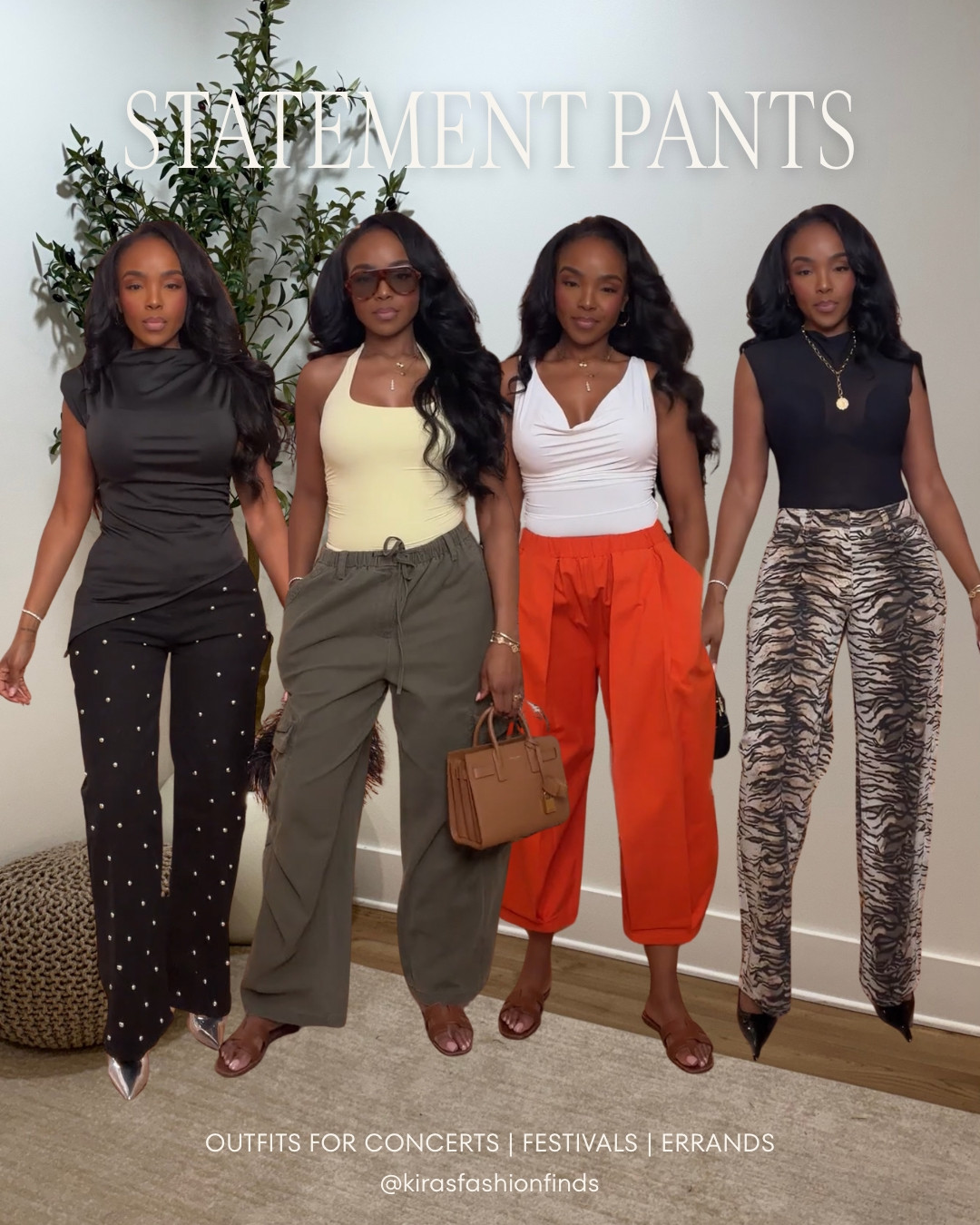 Scroll to shop these statement pants looks 🔥

From bold prints to effortless neutrals, these pants instantly elevate any outfit—perfect for concerts, festivals, nights out, or styling up your everyday errands.

📏 Measurements: 5’4”, 140 lbs, 34D bust, 27” waist, 40” hips

Follow me on Instagram and YouTube @kirasfashionfinds