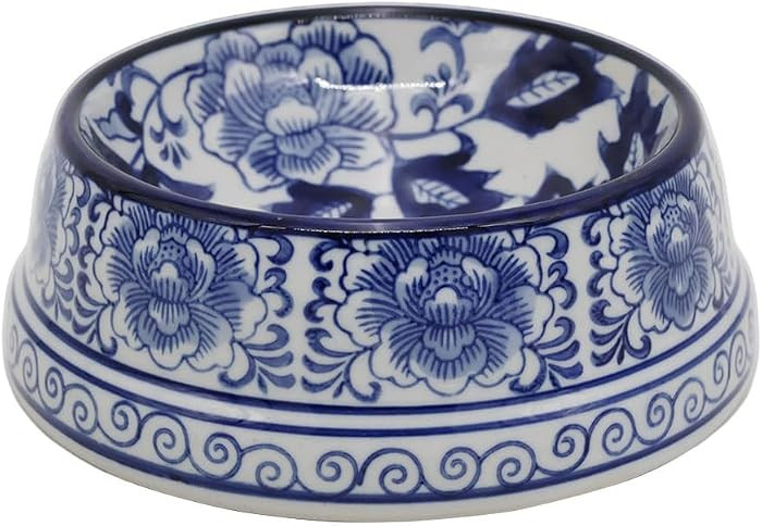 Aimusego Blue and White Flower Pattern Ceramic Dog Food Dish for Small Medium Dogs and Cat,Heavy ... | Amazon (US)