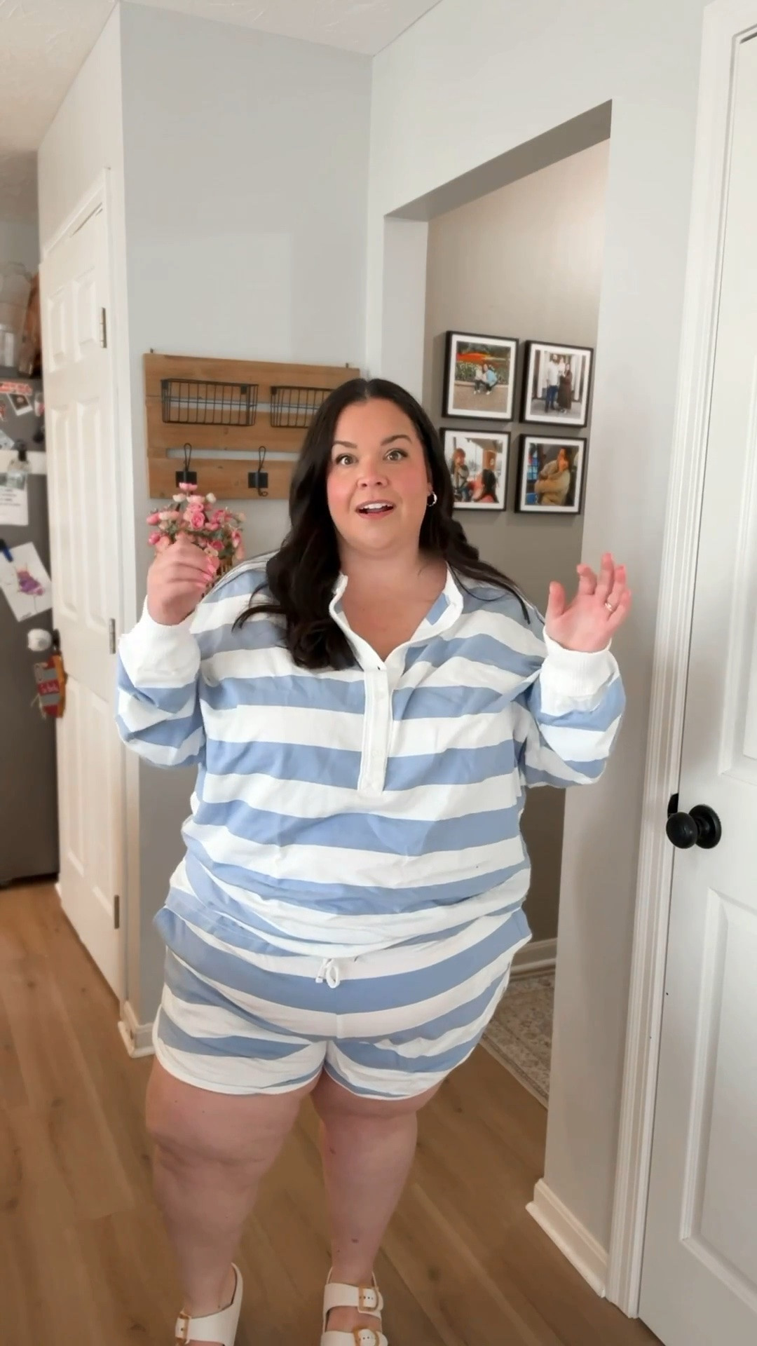Comfy matching set for summer days, lounging, travel, or casual errands 💙 Love the blue + white stripes and easy throw-on fit!

#LTKSeasonal #LTKSaleAlert #LTKPlusSize