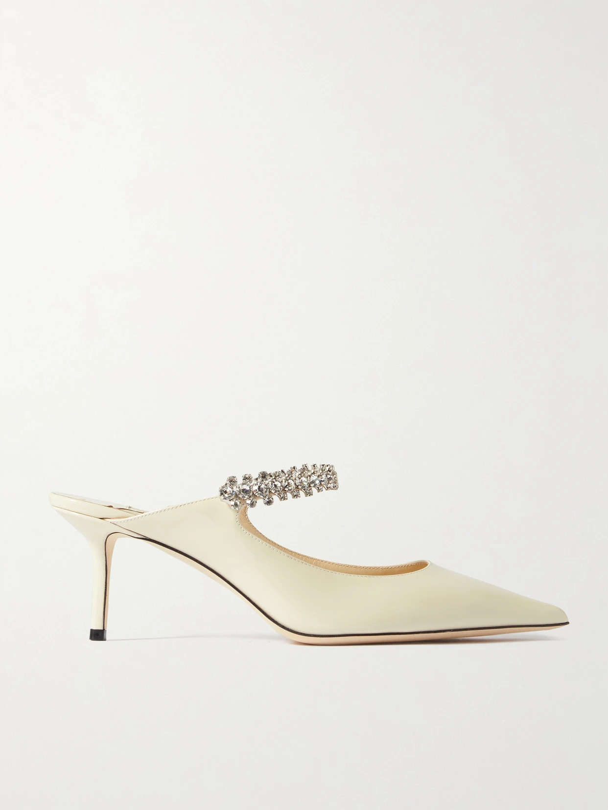 Jimmy Choo - Bing 65 Crystal-embellished Patent-leather Mules - White | NET-A-PORTER (US)