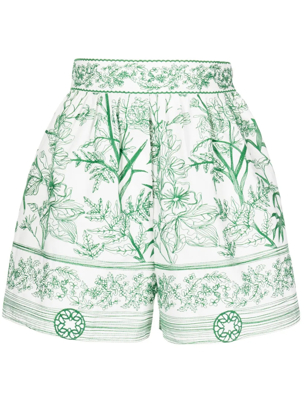Elie Saab floral-print high-waist shorts - White | Farfetch Global