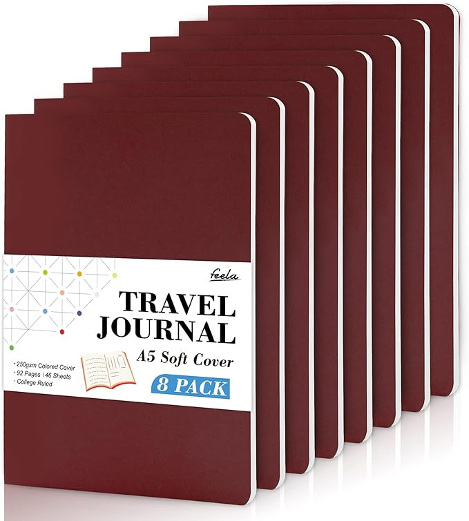 feela 8 Pack Soft Cover Journal Bulk, Notebooks College Ruled for Work, Lined Travel Journal for ... | Amazon (US)