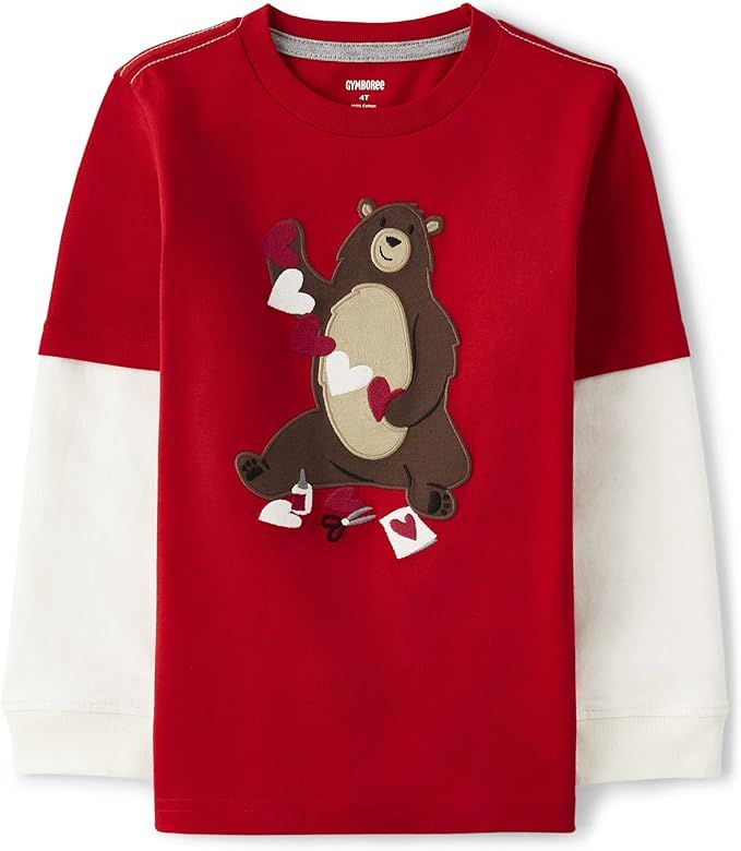 Gymboree Boys' and Toddler Fall and Holiday Embroidered Graphic Long Sleeve T-Shirts | Amazon (US)