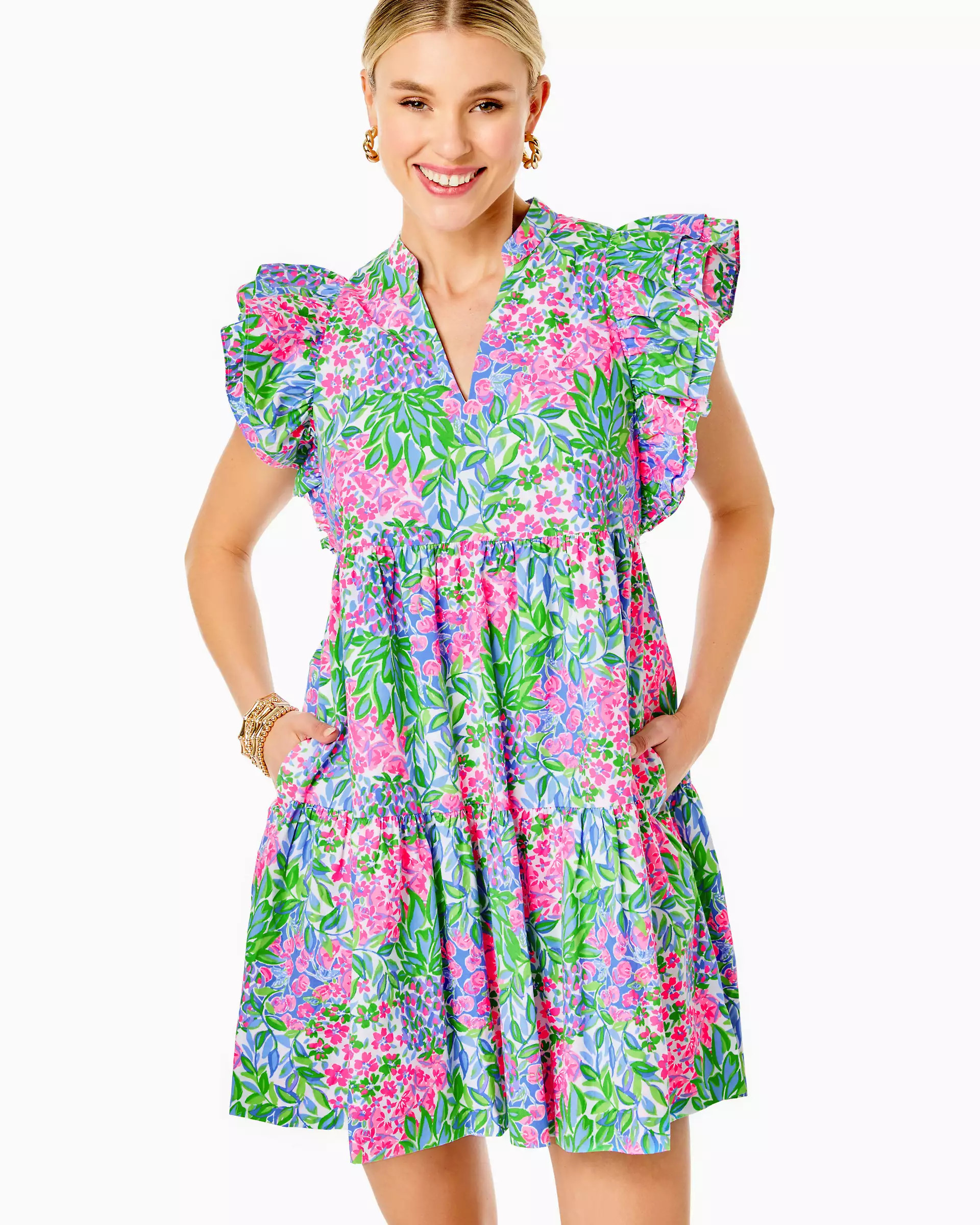 Aldena Ruffle Sleeve Cotton Dress | Lilly Pulitzer
