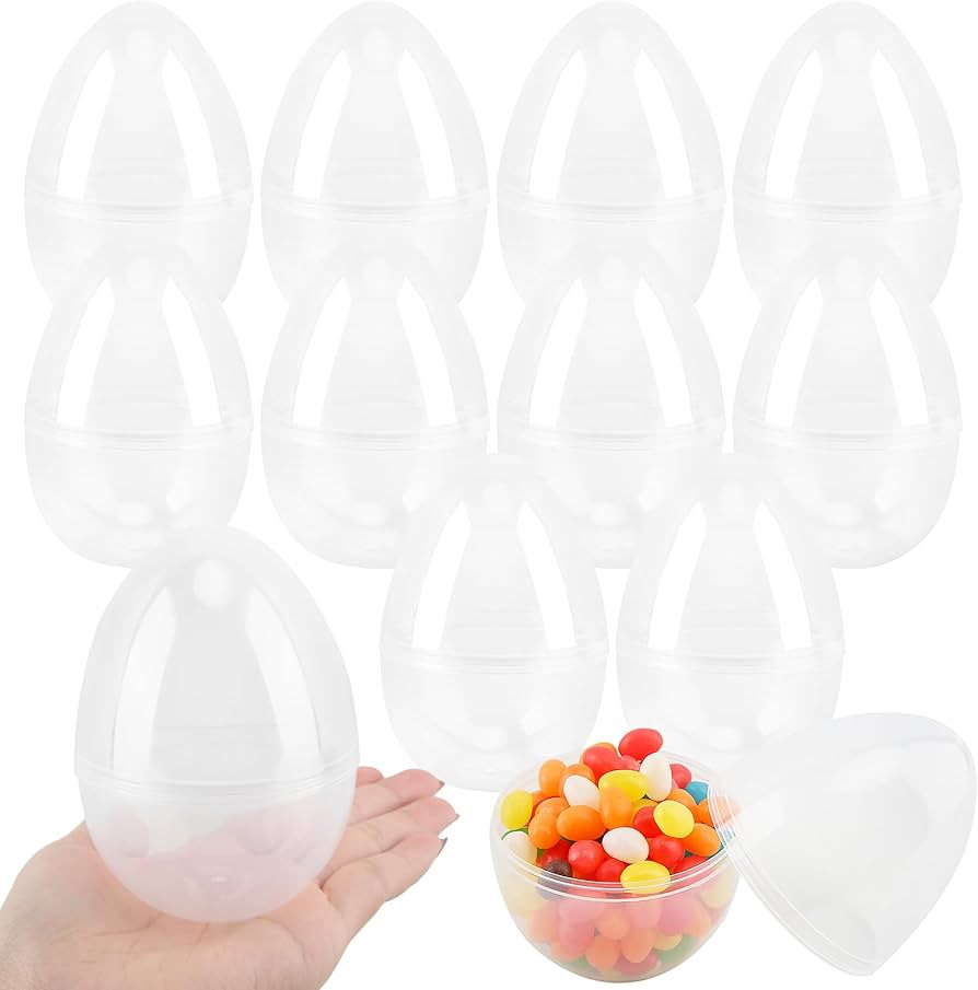 12 Pack 4.5 Inch Clear Easter Eggs Plastic Transparent Easter Eggs Fillable Easter Eggs Empty for... | Amazon (US)