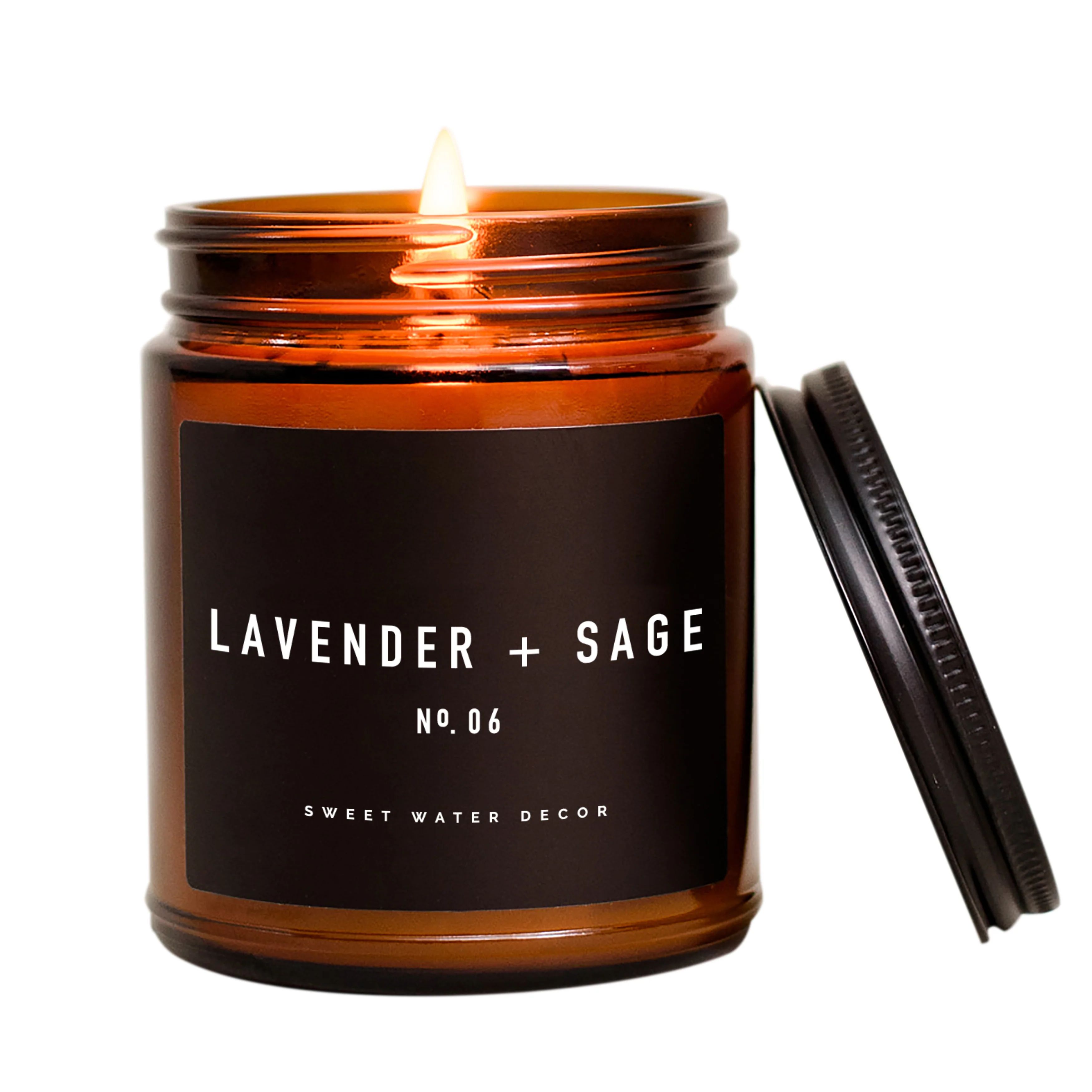 Lavender and Sage Soy Candle - Amber Jar - 9 oz | Sweet Water Decor, LLC