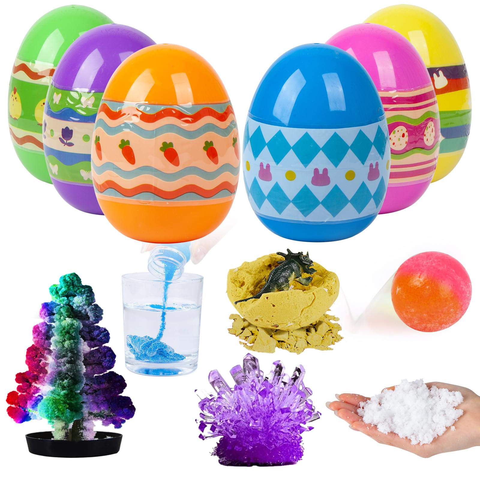 6PCS Prefilled Easter Science Eggs Basket Stuffer STEM Activity Experiment Kit for Kids Easter Hunt Basket Stuffer Party Favor for Boys and Girls | Amazon (US)