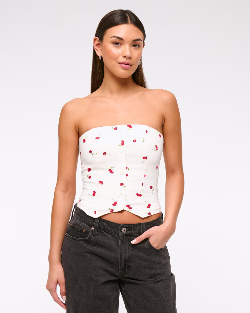 Strapless Cropped Vest Top | Abercrombie & Fitch (US)