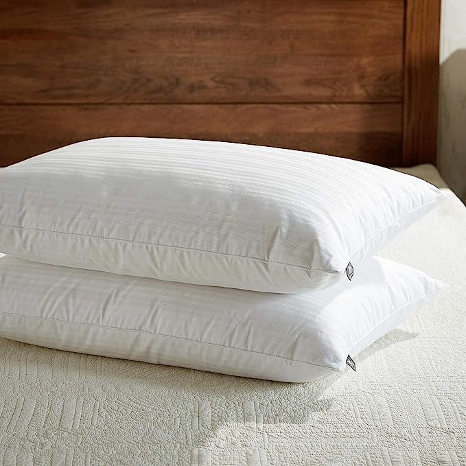 downluxe Goose Feather Down Pillow - Set of 2 Bed Pillows for Sleeping with Premium 100% Cotton S... | Amazon (US)