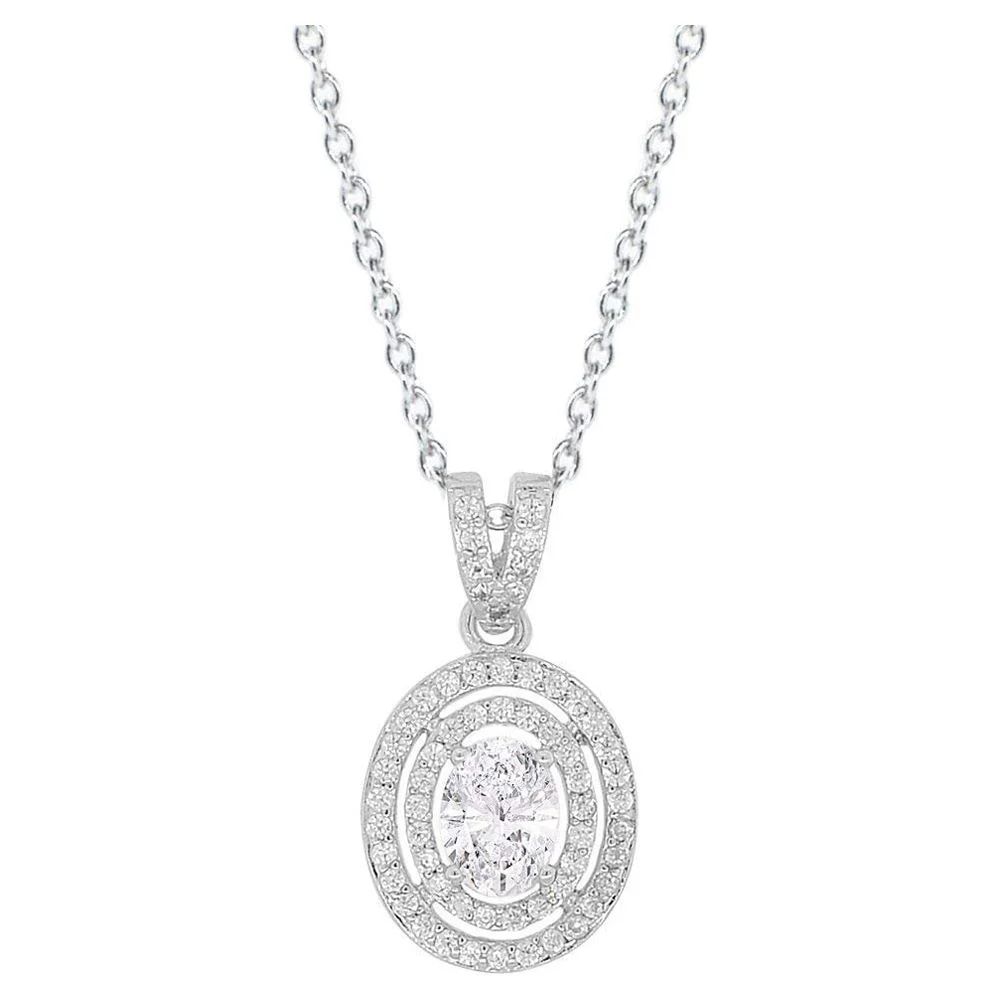 Cate & Chloe Zelda 18k White Gold Plated Silver Pendant Necklace | Cluster Solitaire Oval Cut Dia... | Walmart (US)