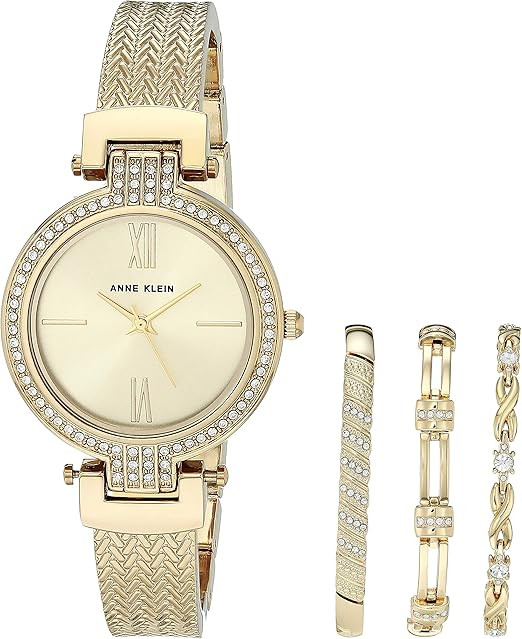 Anne Klein Women's Premium Crystal Accented Watch and Bracelet Set, AK/3584 | Amazon (US)