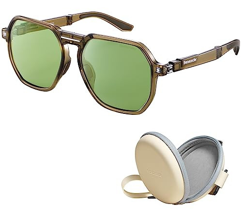 BENEUNDER Oversized Sunglasses Women, Polarized Sunglasses Mens, Folding Aviator Sunglasses with UV400 Protection, Green | Amazon (US)