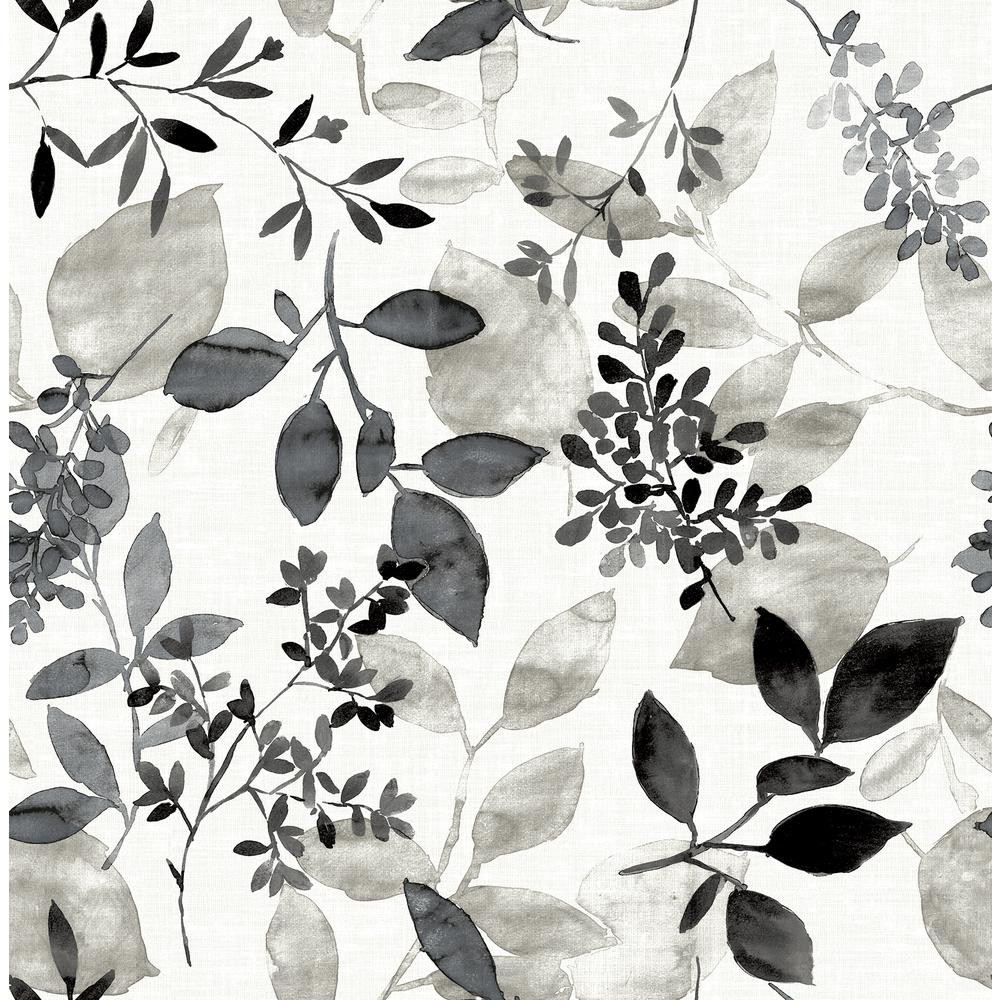 A-Street Gossamer Black Botanical Paper Strippable Roll Wallpaper (Covers 56.4 sq. ft.)-2716-2386... | The Home Depot