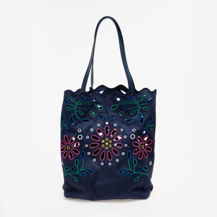 Navy Flower Cut Out Shoulder Bag | TK Maxx
