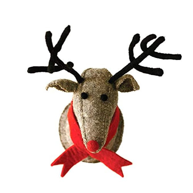 Creative Co-op XC6947 15" H Wool Reindeer Wall Décor, Grey | Amazon (US)