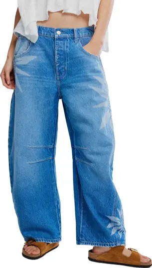Free People Good Luck Floral Print Barrel Jeans | Nordstrom | Nordstrom