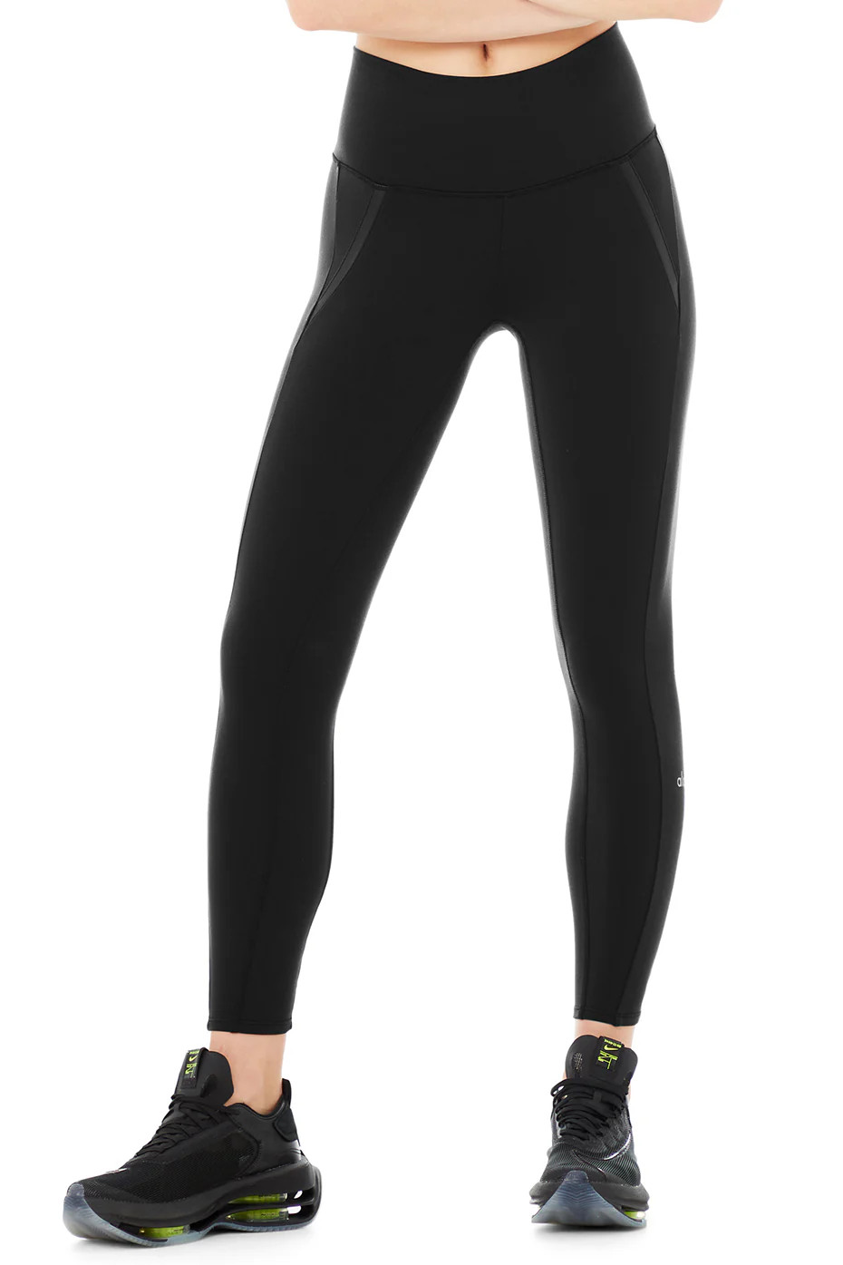 Alo YogaÅ½ | High-Waist 7/8 Motocon Legging in Black, Size: Large | Alo Yoga (US)