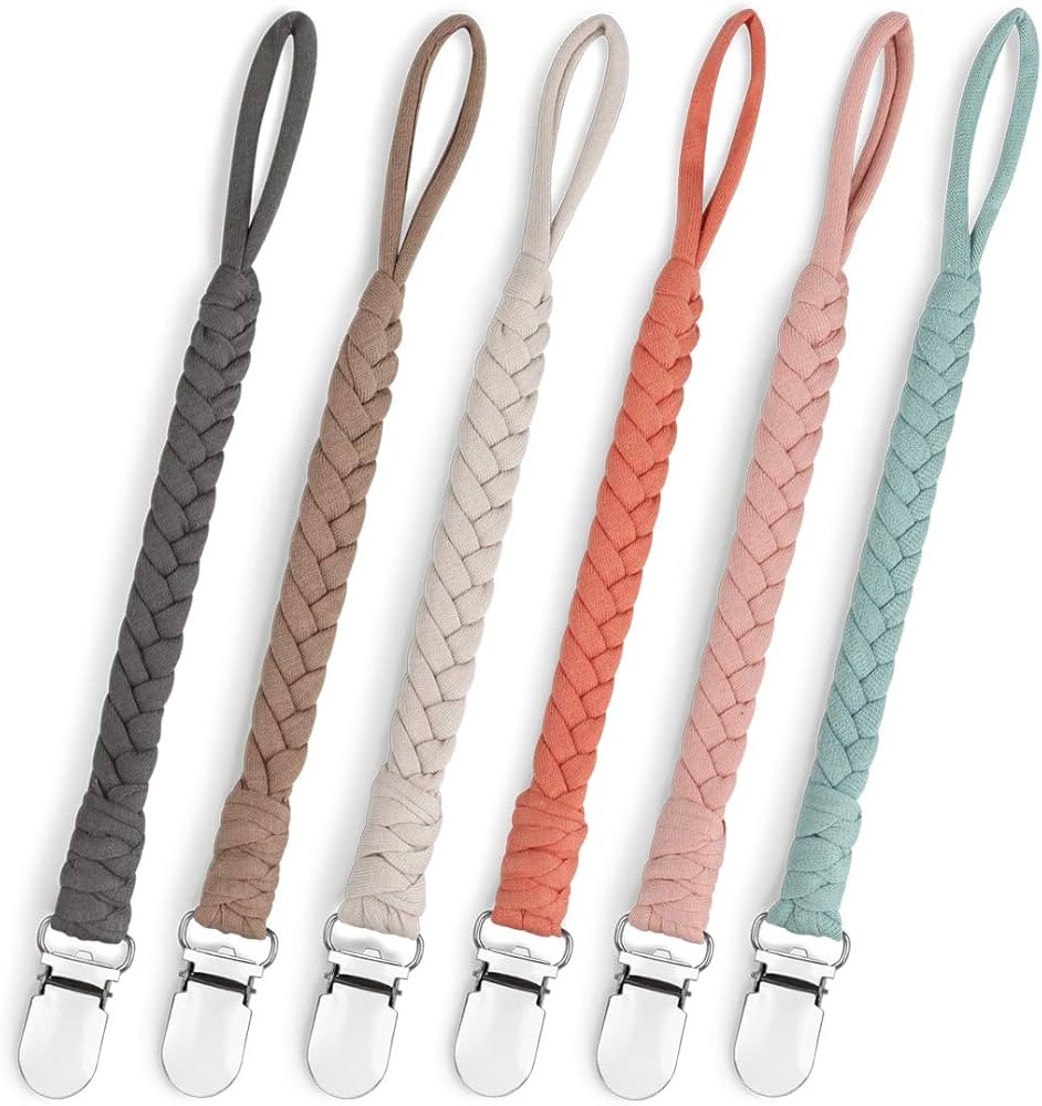 Pacifier Clip for Boys and Girls, Handmade Braided Cotton Baby Pacifier Holder Leash Smoother Cli... | Amazon (US)