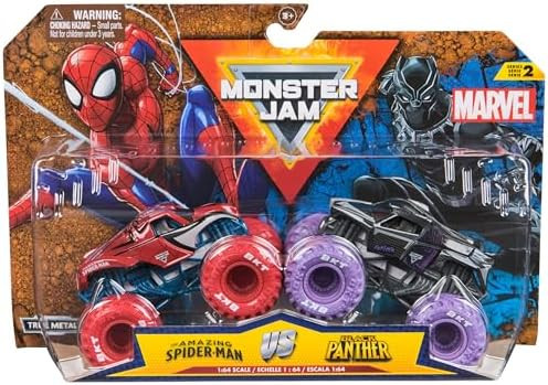 Monster Jam, Marvel Official Spider-Man Vs. Black Panther Die-Cast Monster Trucks, 1:64 Scale, Ki... | Amazon (US)