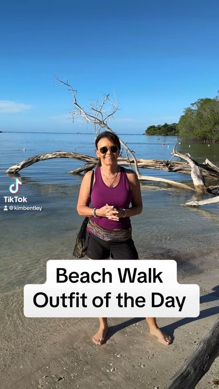 Beach walk outfit of the day on vacation in Jamaica! I don’t usually wear shoes on my beach walks because I love my feet in the sand and I believe that it’s good for you to be connected to the earth. 
Athleta racer back top
My favorite Athleta shorts (limited stock) new version linked 
And hip pack great for runners or walkers  

#LTKover40 #LTKfitness #LTKVideo