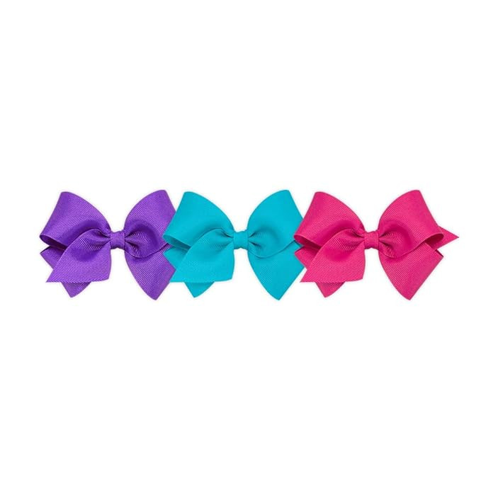 Wee Ones Girls' Small Bow 3 Pack Set Solid Grosgrain Variety Pack on a WeeStay No-Slip Hair Clip ... | Amazon (US)