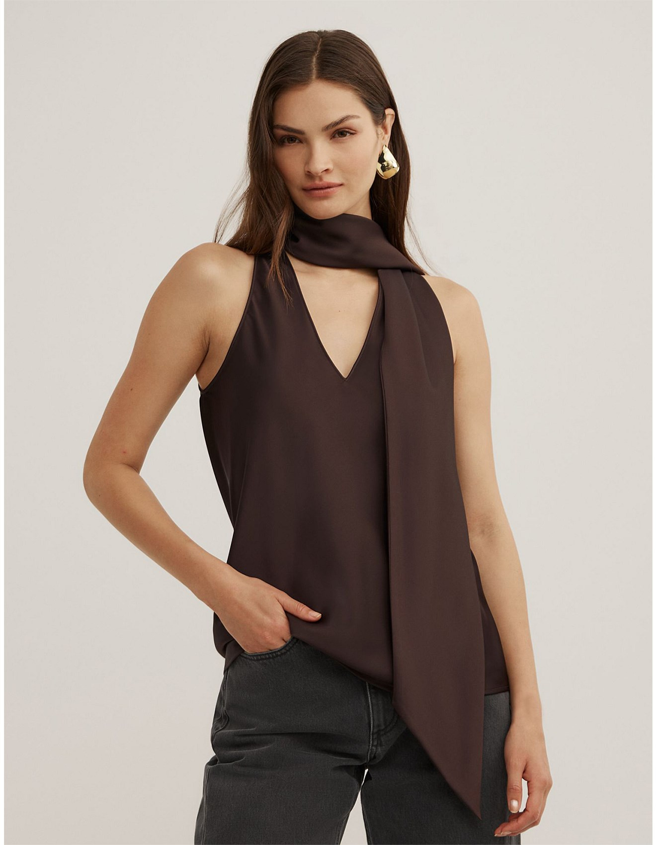 V-Neck Scarf Top | David Jones (Australia & New Zealand)