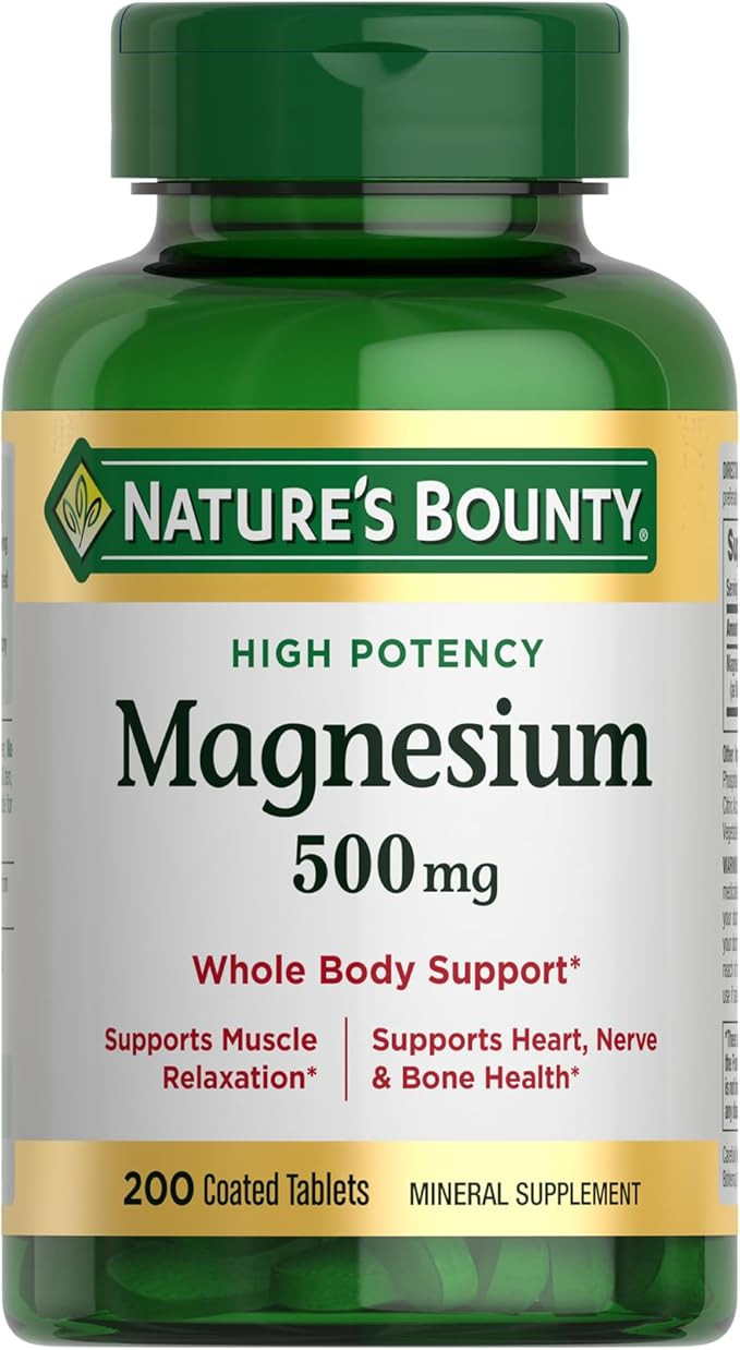 Nature's Bounty Magnesium, Bone and Muscle Health, Whole Body Support, Tablets, 500 Mg, 200 Ct | Amazon (US)
