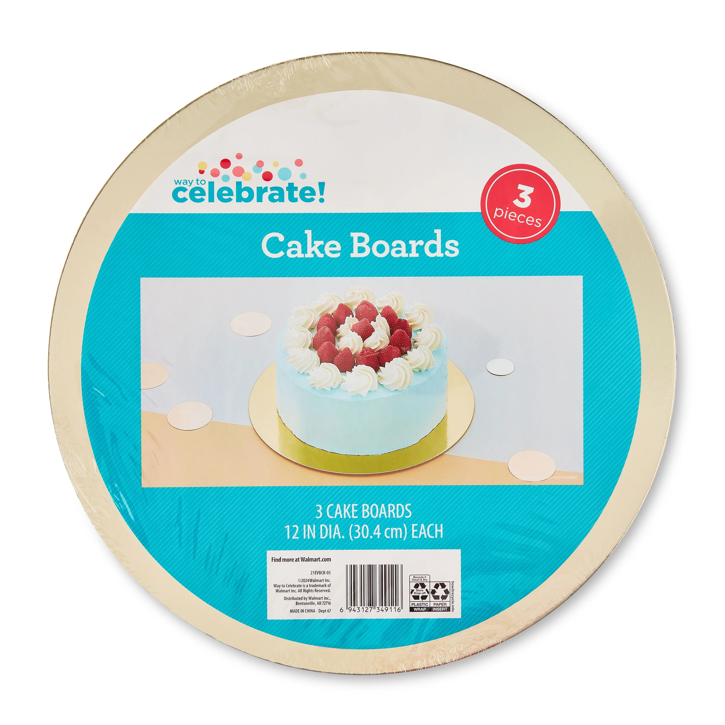 12" Gold Round Paper Cake Boards, 3 Count, by Way To Celebrate | Walmart (US)