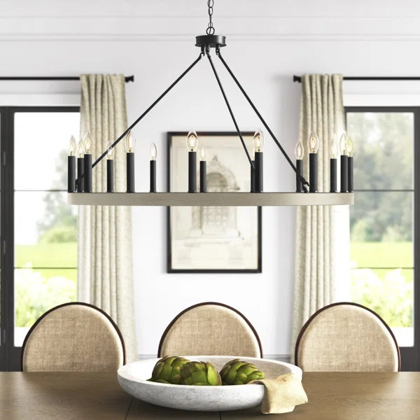 Finchley 15 - Light Dimmable Wagon Wheel Chandelier | Wayfair North America